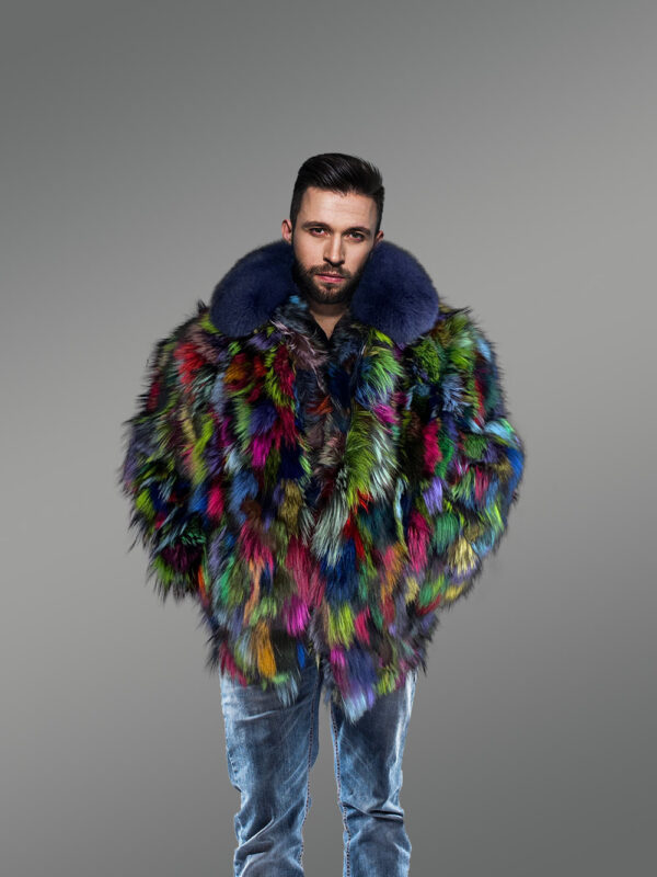 Mens Multicolor Fox Fur Bomber to Look Super Stylish - Image 4