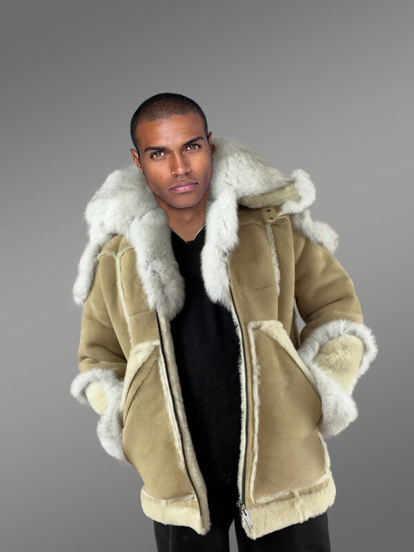 Mens Shearling Jacket with Fox Fur Accents – A Swanky Thermal Wear - Image 3