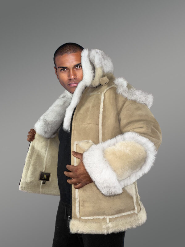 Mens Shearling Jacket with Fox Fur Accents – A Swanky Thermal Wear - Image 4