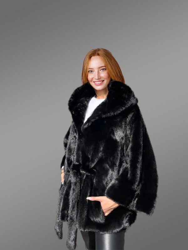 Womens Mink Baggy Cape Coat – Decking up the winter time in Glamorous Warmth - Image 2