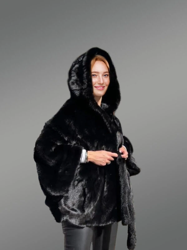 Womens Mink Baggy Cape Coat – Decking up the winter time in Glamorous Warmth - Image 4