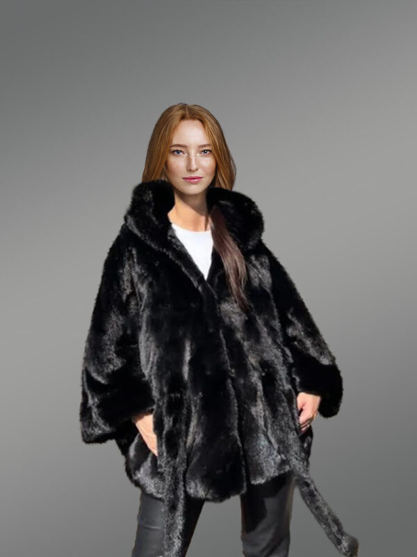 Womens Mink Baggy Cape Coat – Decking up the winter time in Glamorous Warmth - Image 5