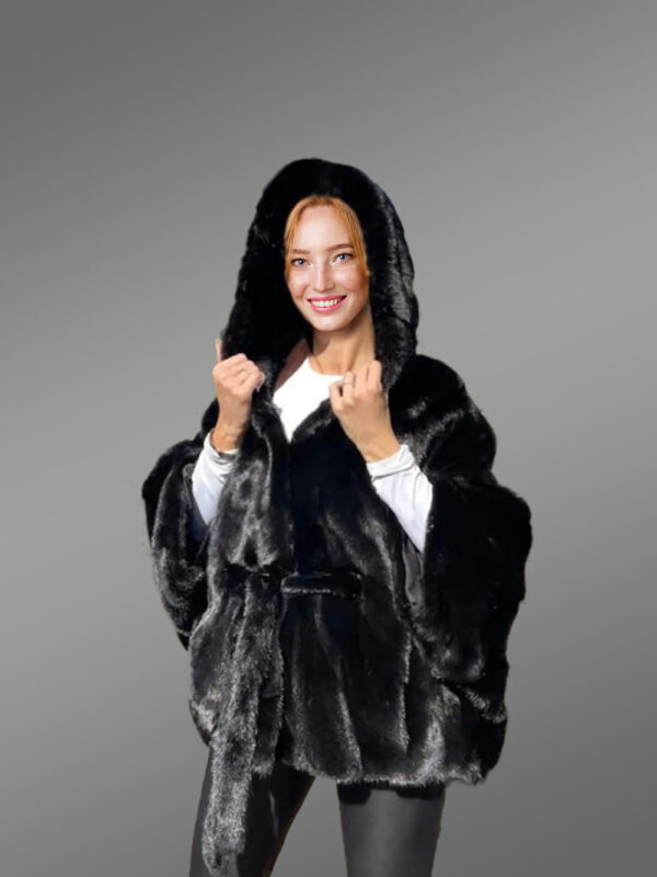 Womens Mink Baggy Cape Coat – Decking up the winter time in Glamorous Warmth - Image 7