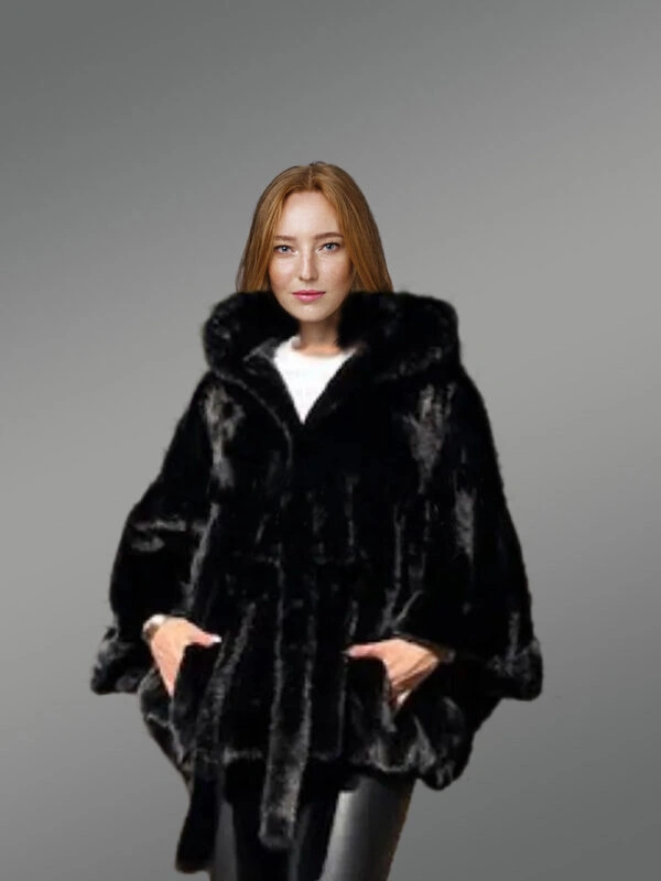 Womens Mink Baggy Cape Coat – Decking up the winter time in Glamorous Warmth