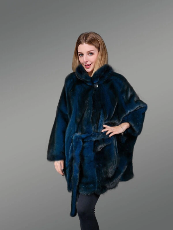 Womens Navy Blue Mink Coat – Elegance at Its Peak - Image 4